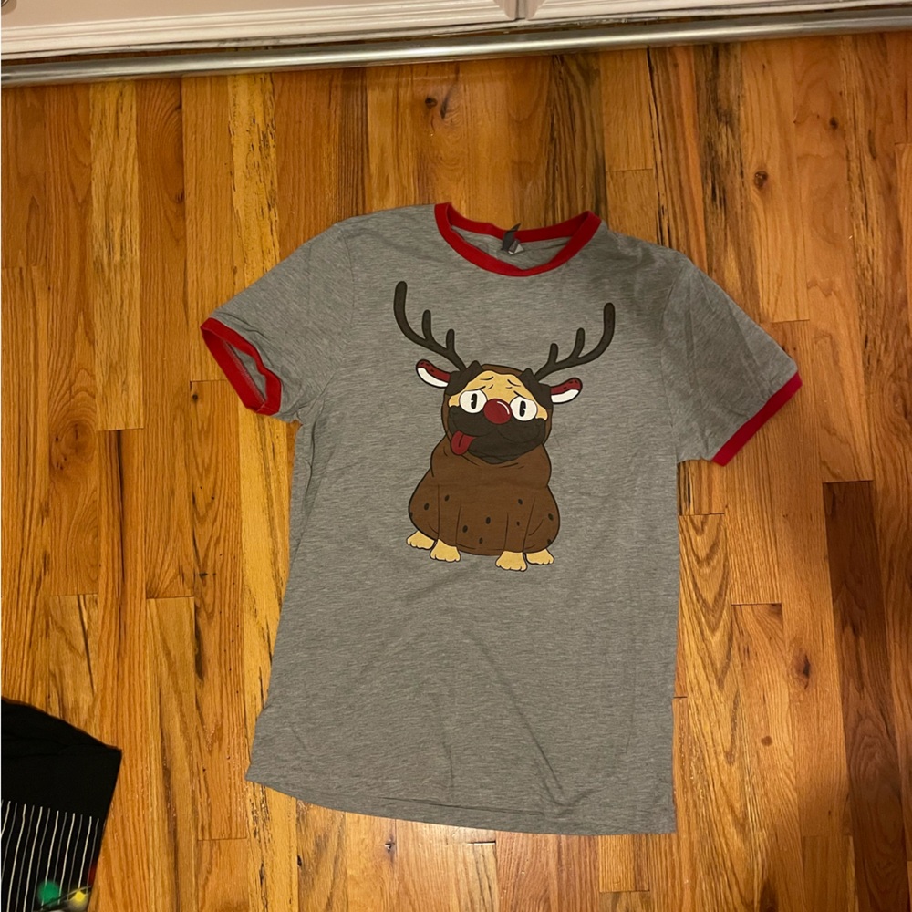 Men’s pug reindeer Christmas shirt